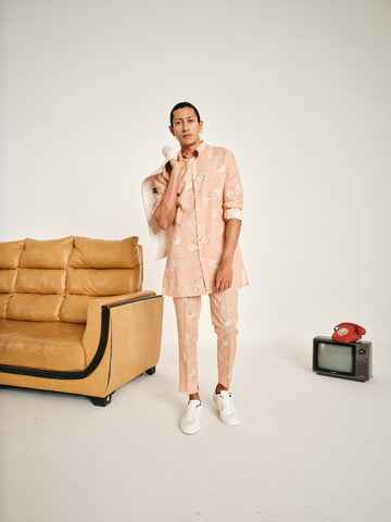Pink Gulab Linen Kurta Pajama Set - (Ready To Ship)