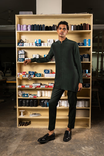 GREEN SHEHER KURTA PAJAMA SET