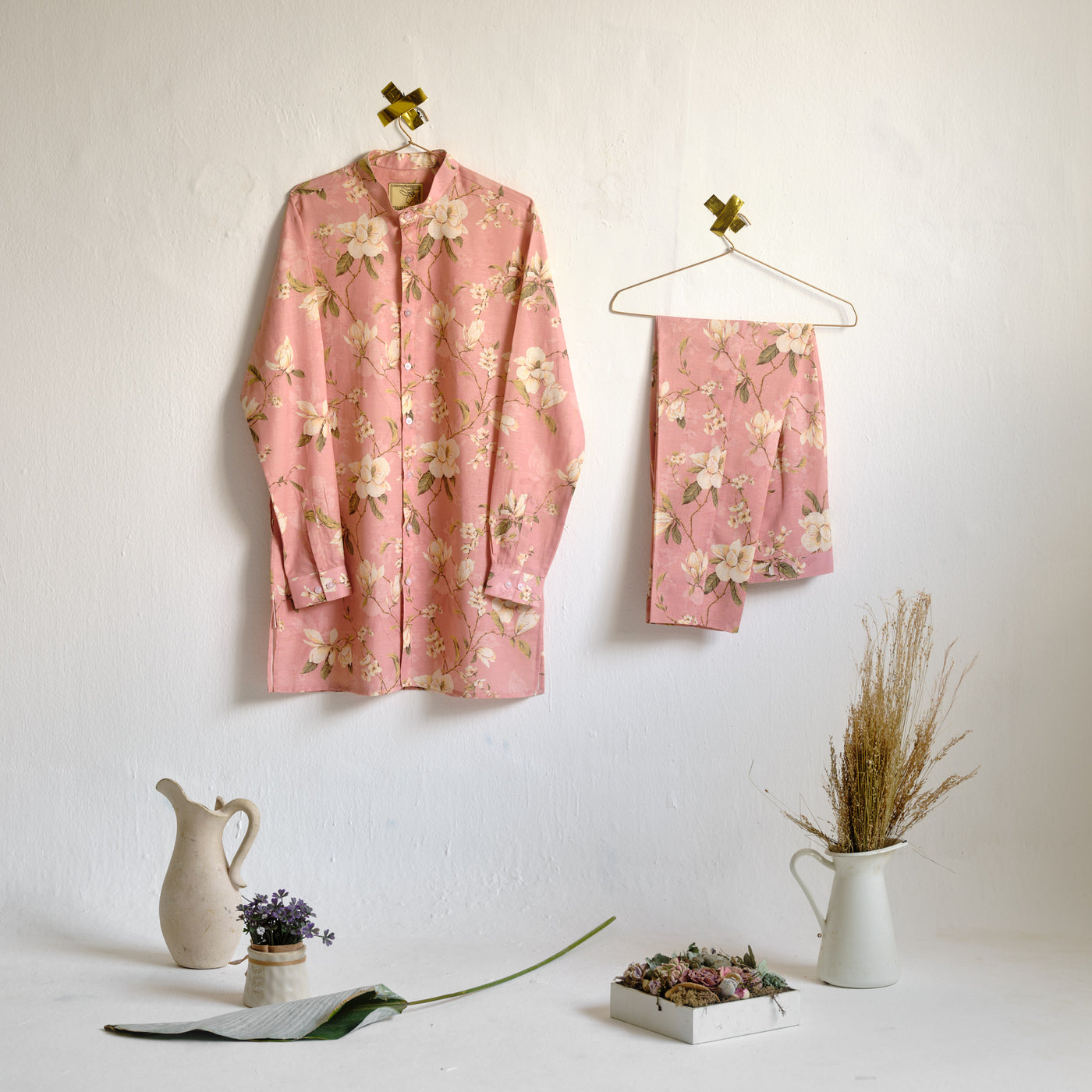 Under The Pink Sky Linen Kurta Pajama Set