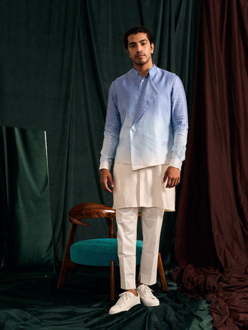 SKY OMBRE MODAL LINEN ASYMMETRIC BANDI - READY TO SHIP