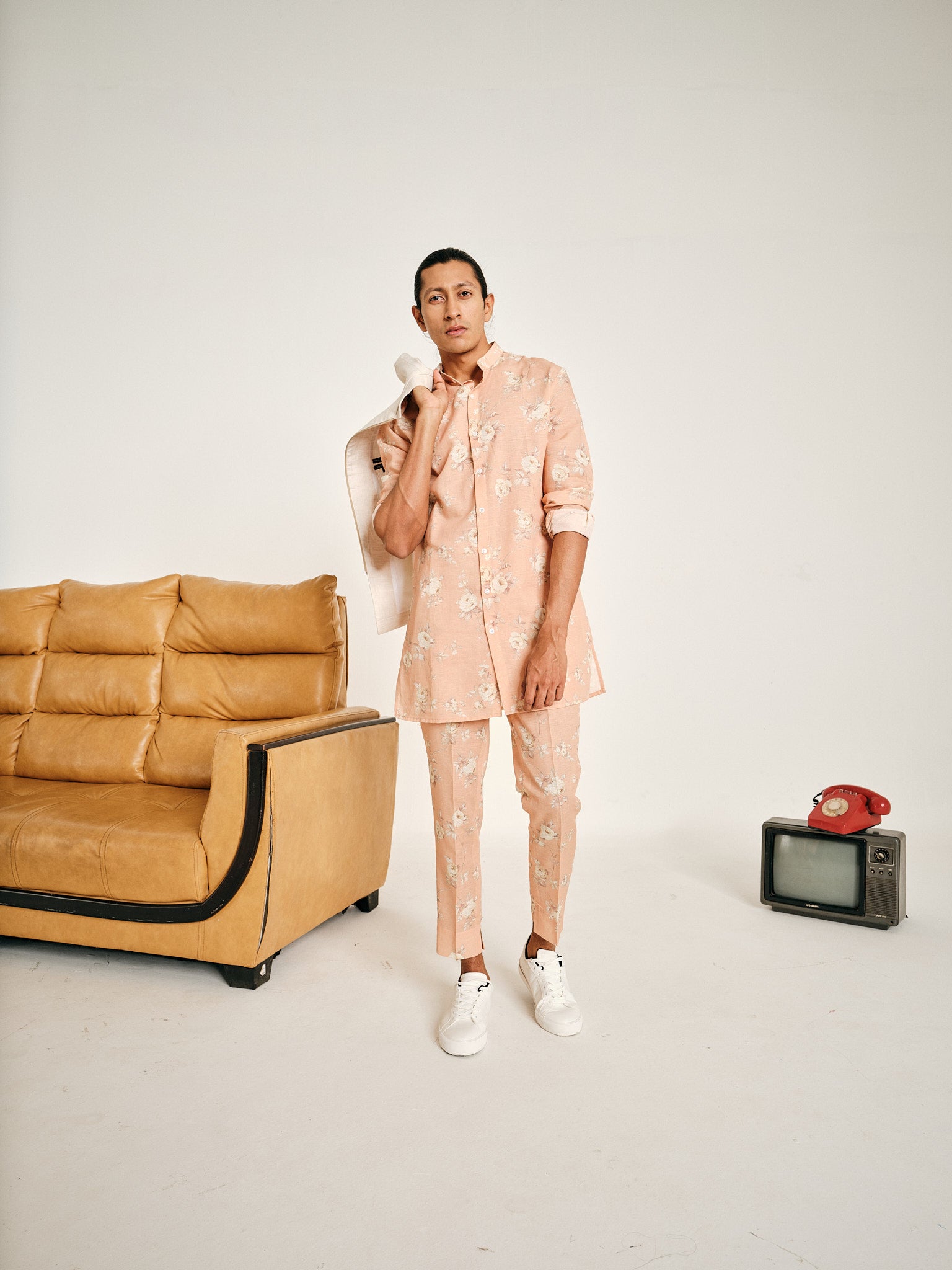 Pink Gulab Linen Kurta Pajama Set - RTS