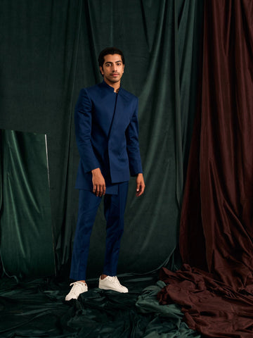 ADMIRAL ASYMMETRIC GIZA COTTON BANDHGALA SET - (Ready To Ship)