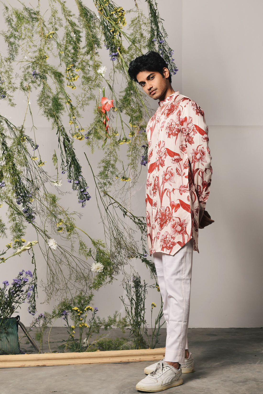 RUBY BRAVA LINEN SATIN KURTA WITH MATCHING PAJAMA (Ready To Ship)