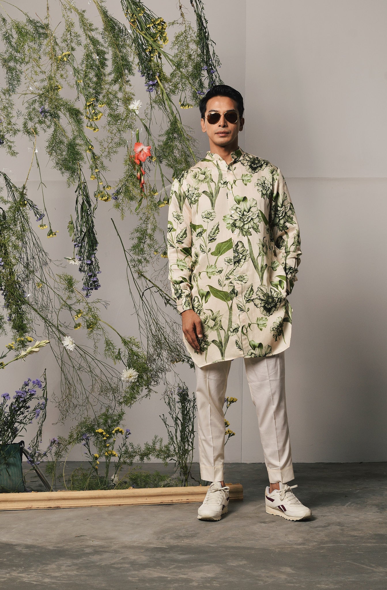 OLIVE BRAVA LINEN SATIN KURTA WITH MATCHING PAJAMA