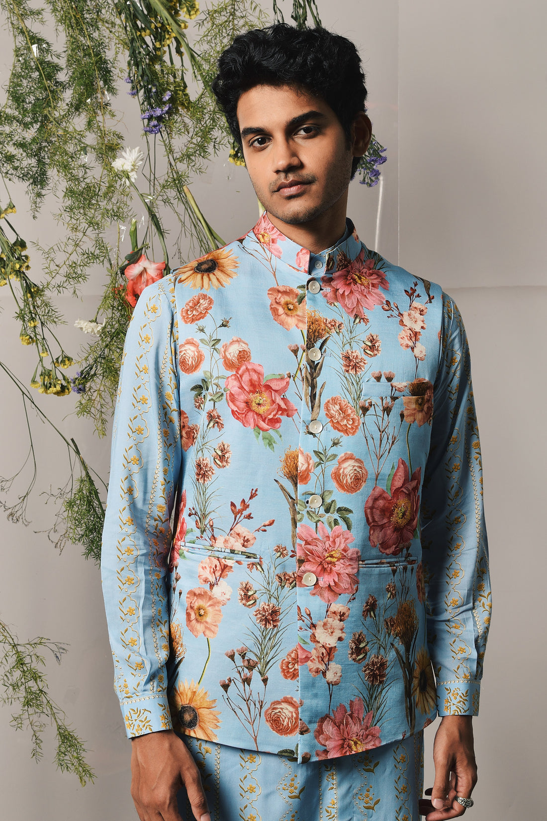 SKY RIVIERA KURTA PAJAMA WITH SKY ROMA BANDI