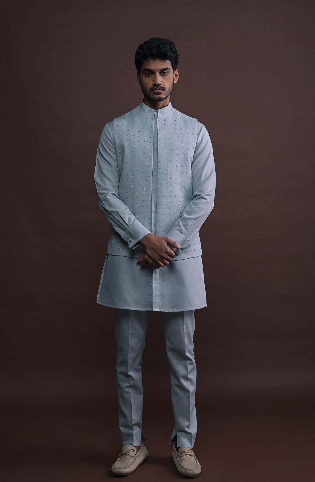 Slate Embroidered Bandi