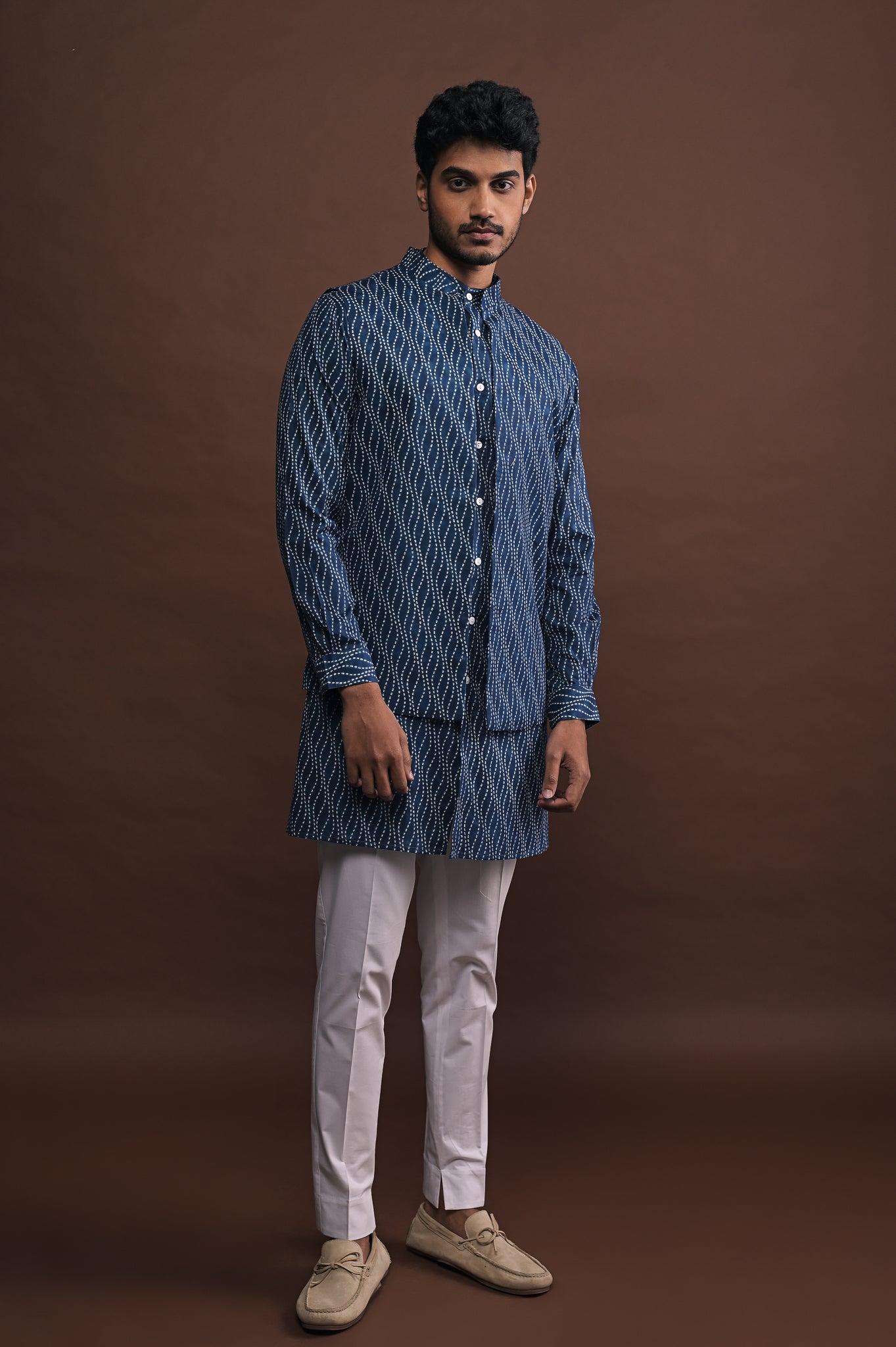 Sailor Bandi with matching kurta and white pajama set