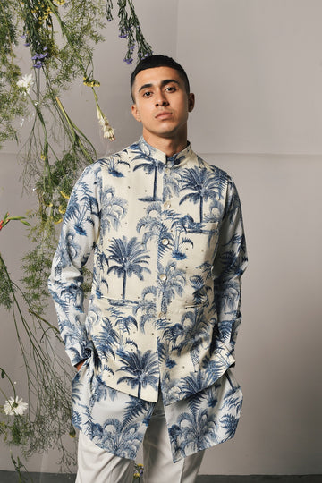 INDIGO PALERMO EMBROIDERED BANDI - (Ready To Ship)