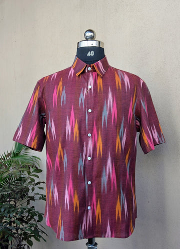 Red Ikat Cotton Shirt
