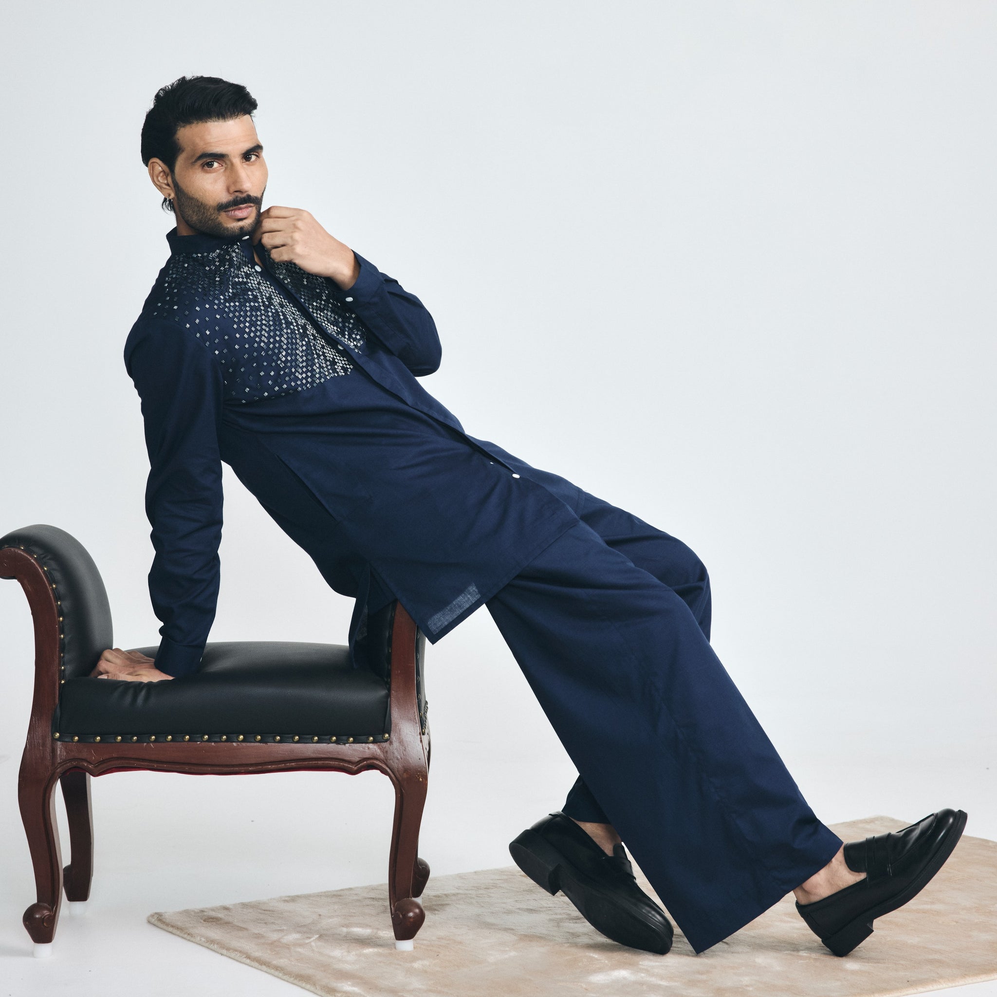 Blue wide-leg pajama