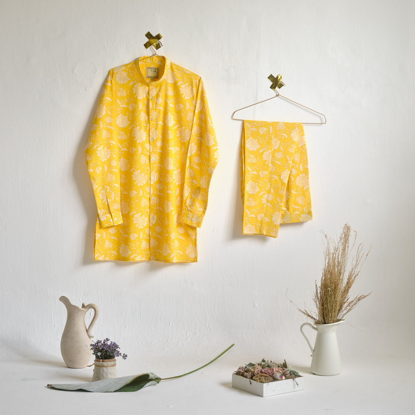Golden Gulshan Cotton Kurta Pajama Set