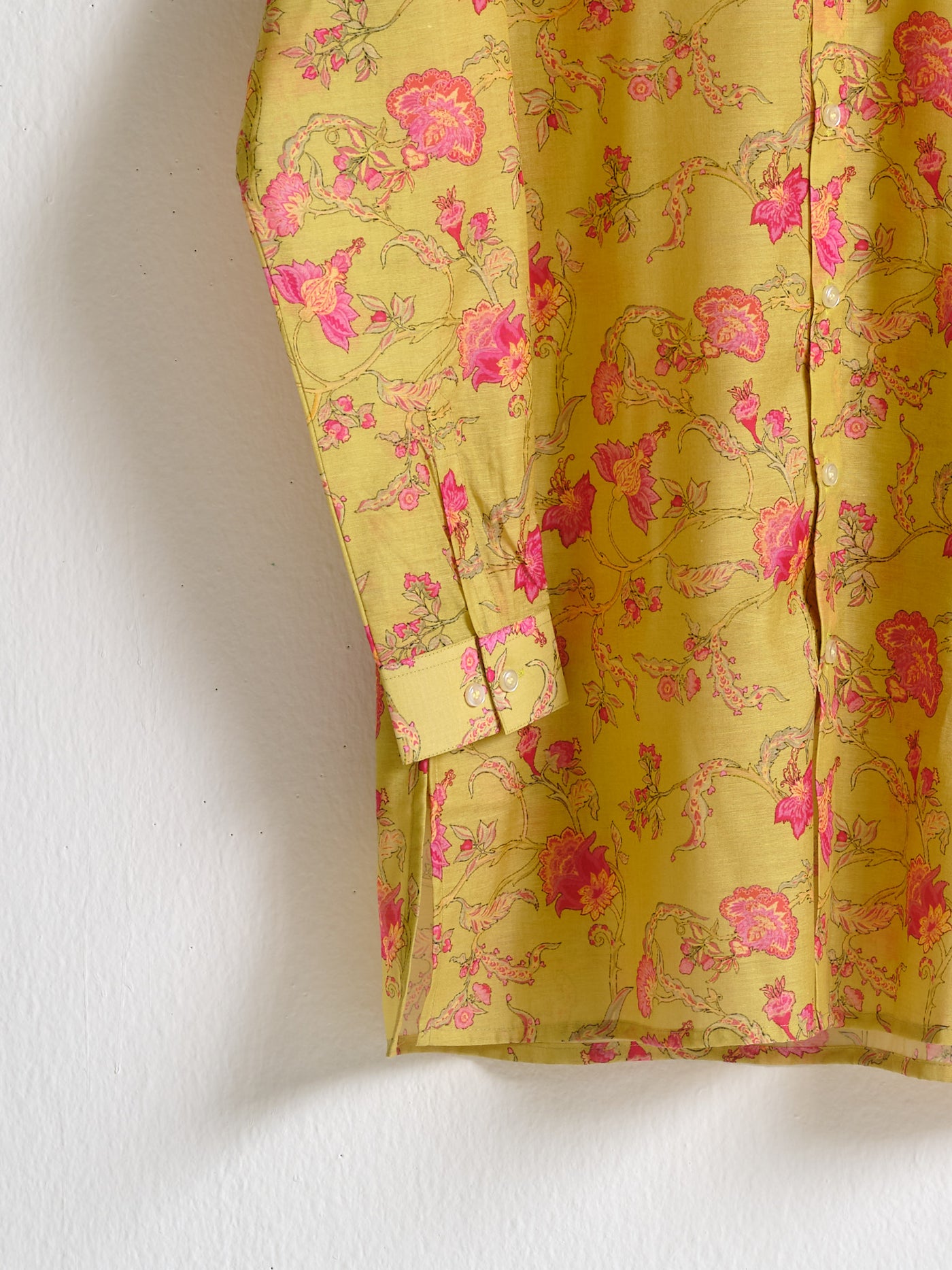 Lime and Pink Floral Rhapsody Kora Chanderi Kurta Pajama Set