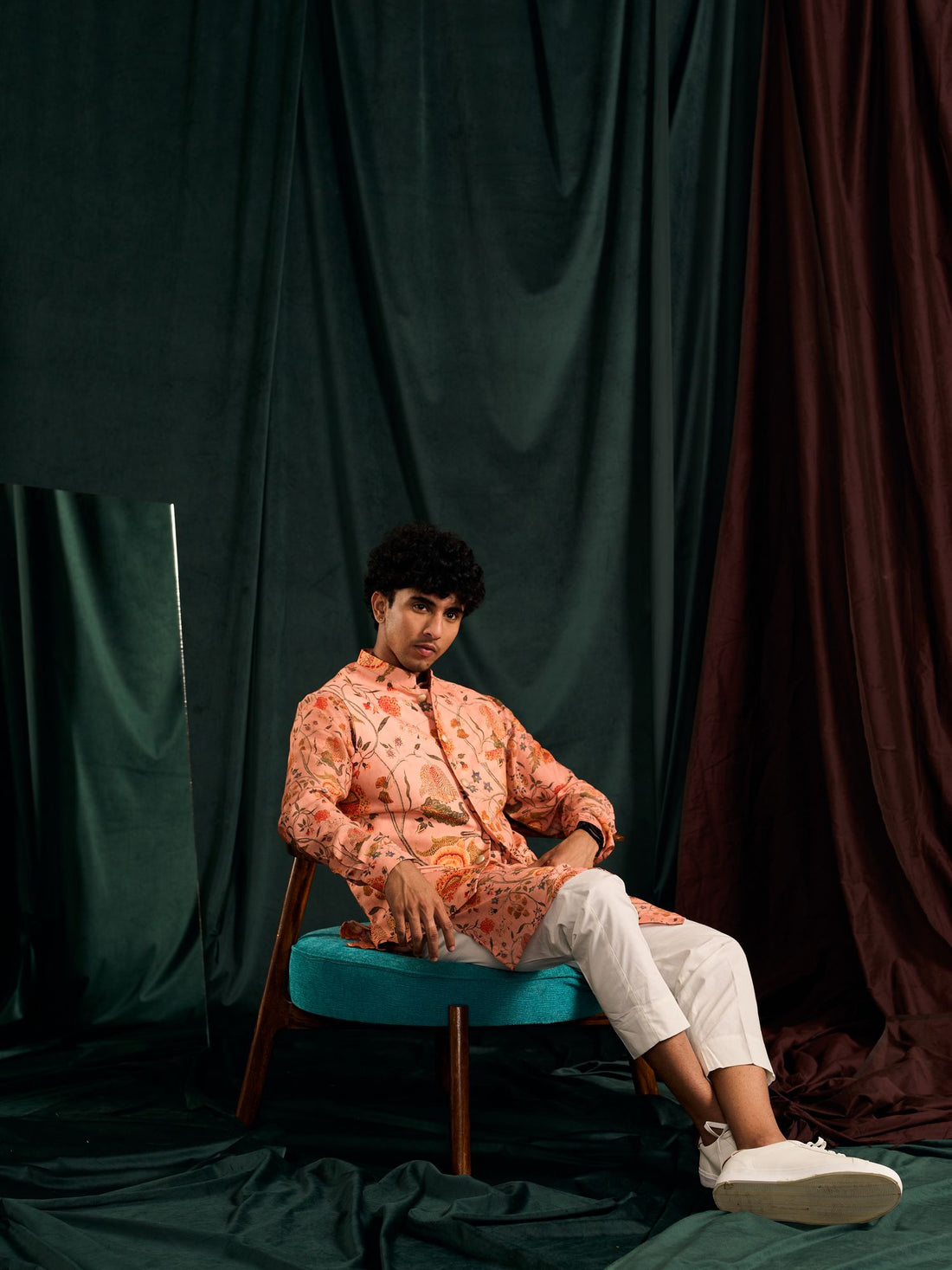 SALMON GARDEN OF EDEN KURTA PAJAMA & SALMON GARDEN OF EDEN BANDI