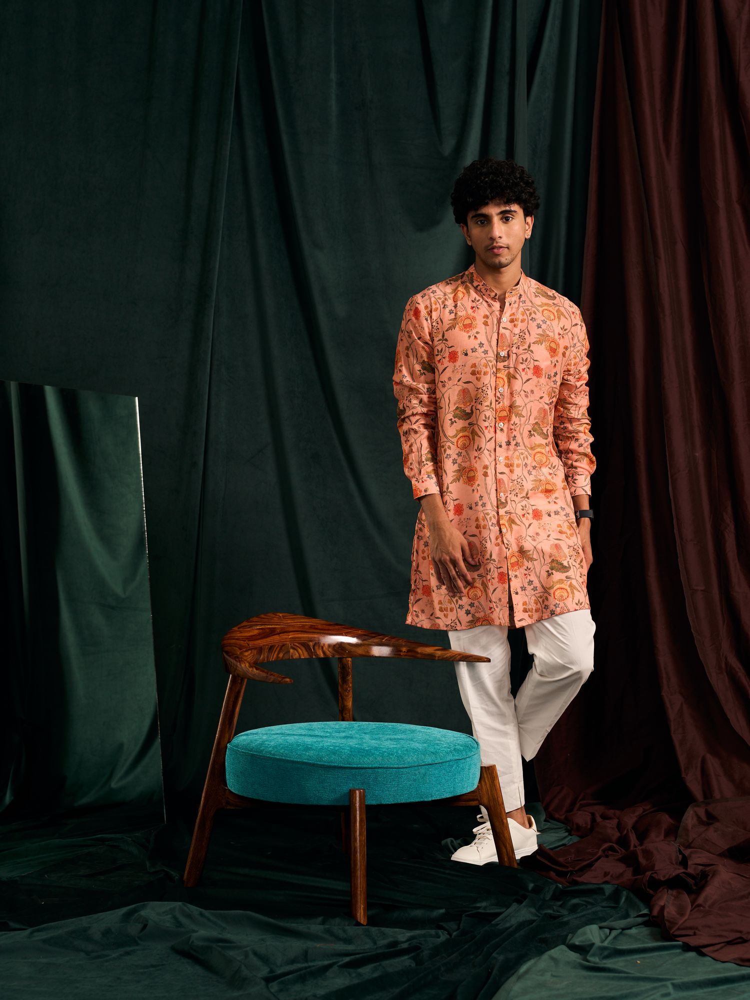 SALMON GARDEN OF EDEN KURTA PAJAMA SET