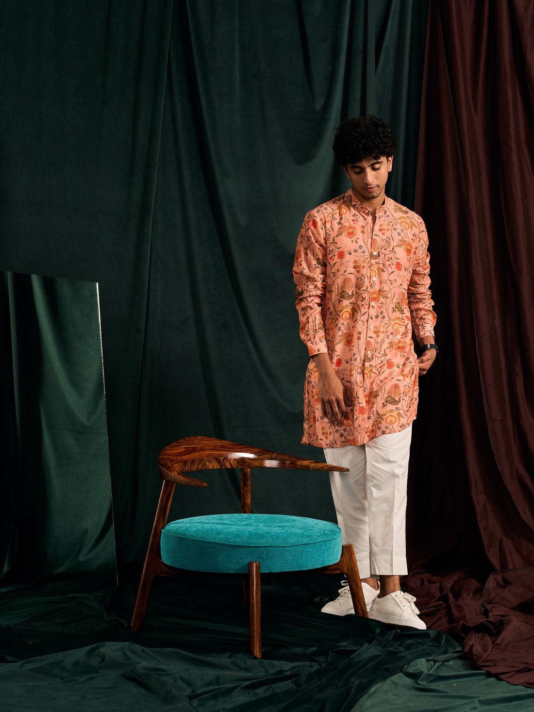 SALMON GARDEN OF EDEN KURTA PAJAMA SET