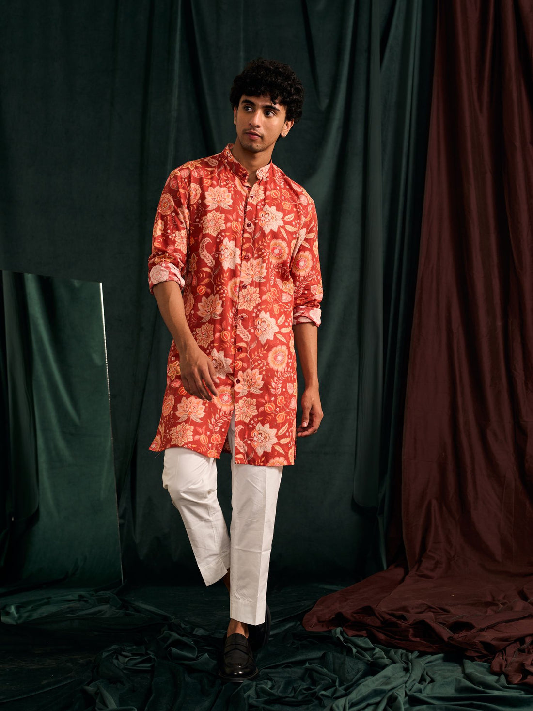 CANDY VERSAILLES COTTON LINEN KURTA WITH CREAM PAJAMA - READY TO SHIP