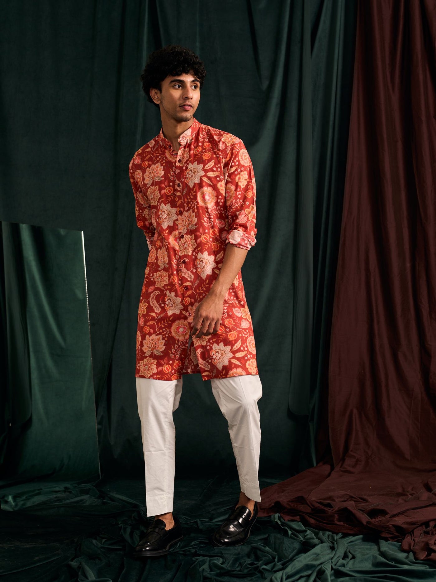 CANDY VERSAILLES COTTON LINEN KURTA WITH CREAM PAJAMA