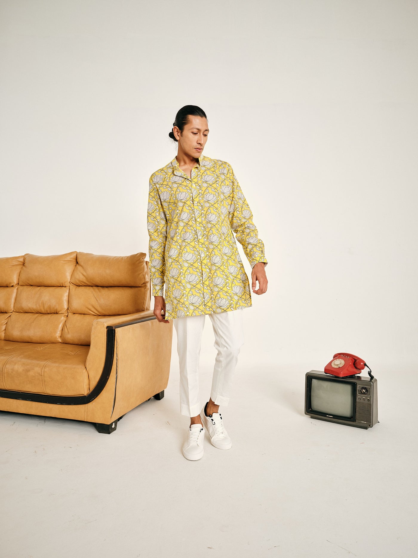 Yellow Kamal Cotton Kurta Pajama Set