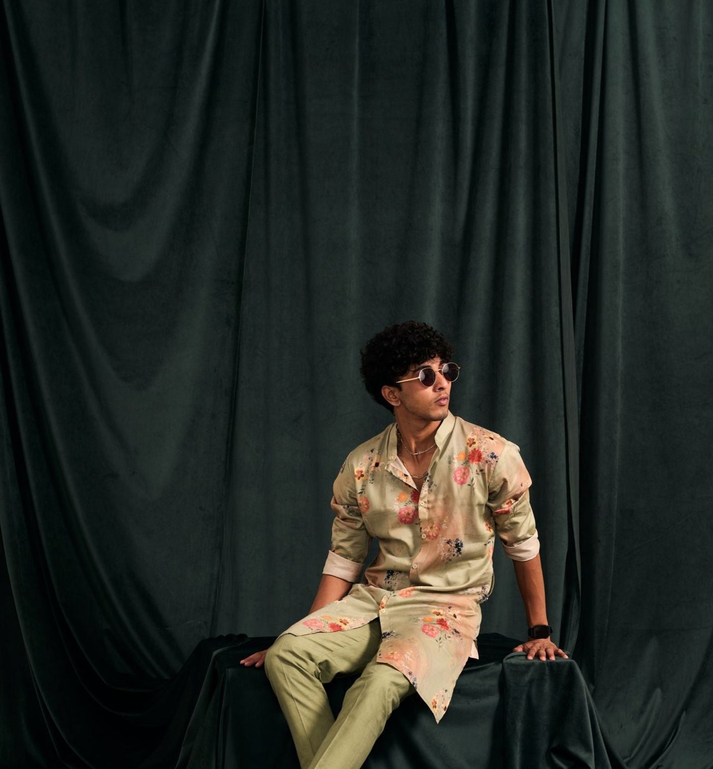 SAGE FLORA COTTON KURTA AND MATCHING PAJAMA