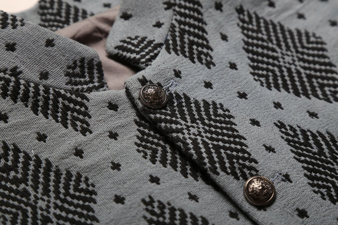 GRAY COTTON BANDI WITH BLACK THREAD WEAVE