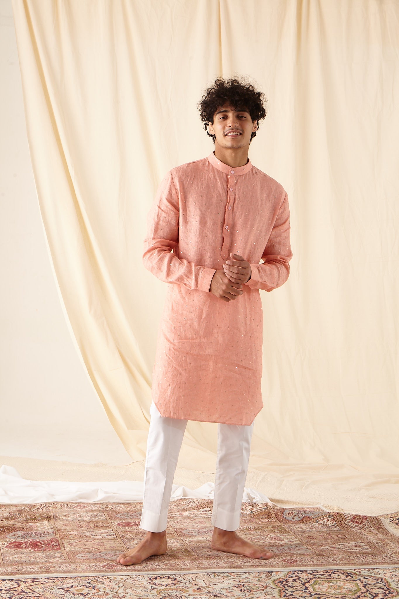 The Cotton Candy Linen Kurta Pajama Set