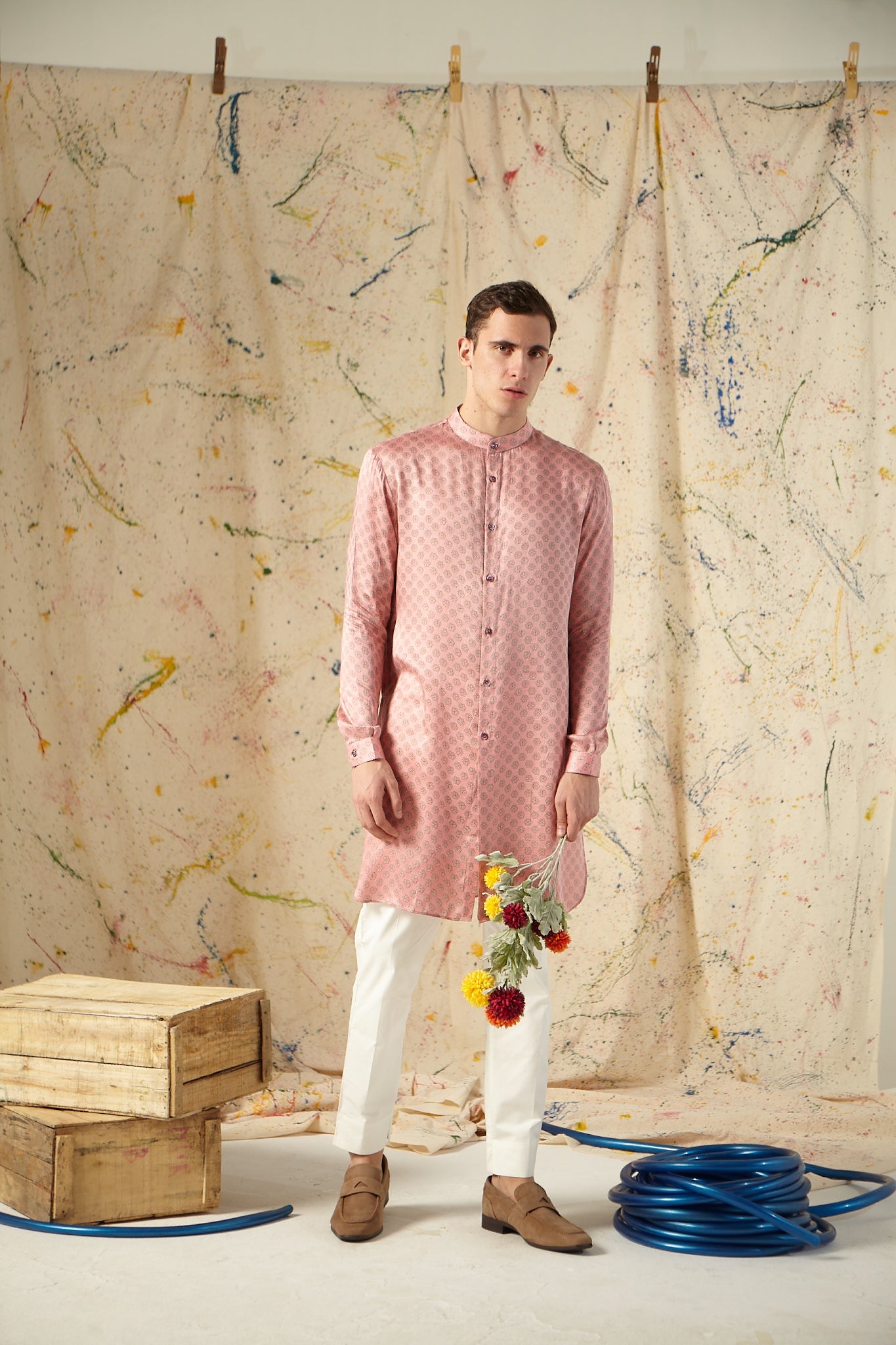 The Cherry Blossom Cotton-Silk Kurta Pajama Set