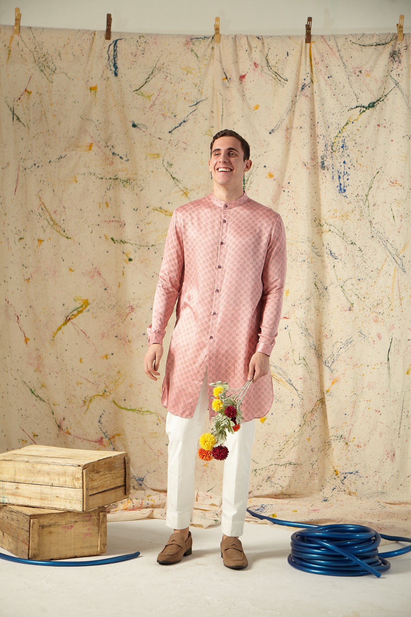 The Cherry Blossom Cotton-Silk Kurta Pajama Set
